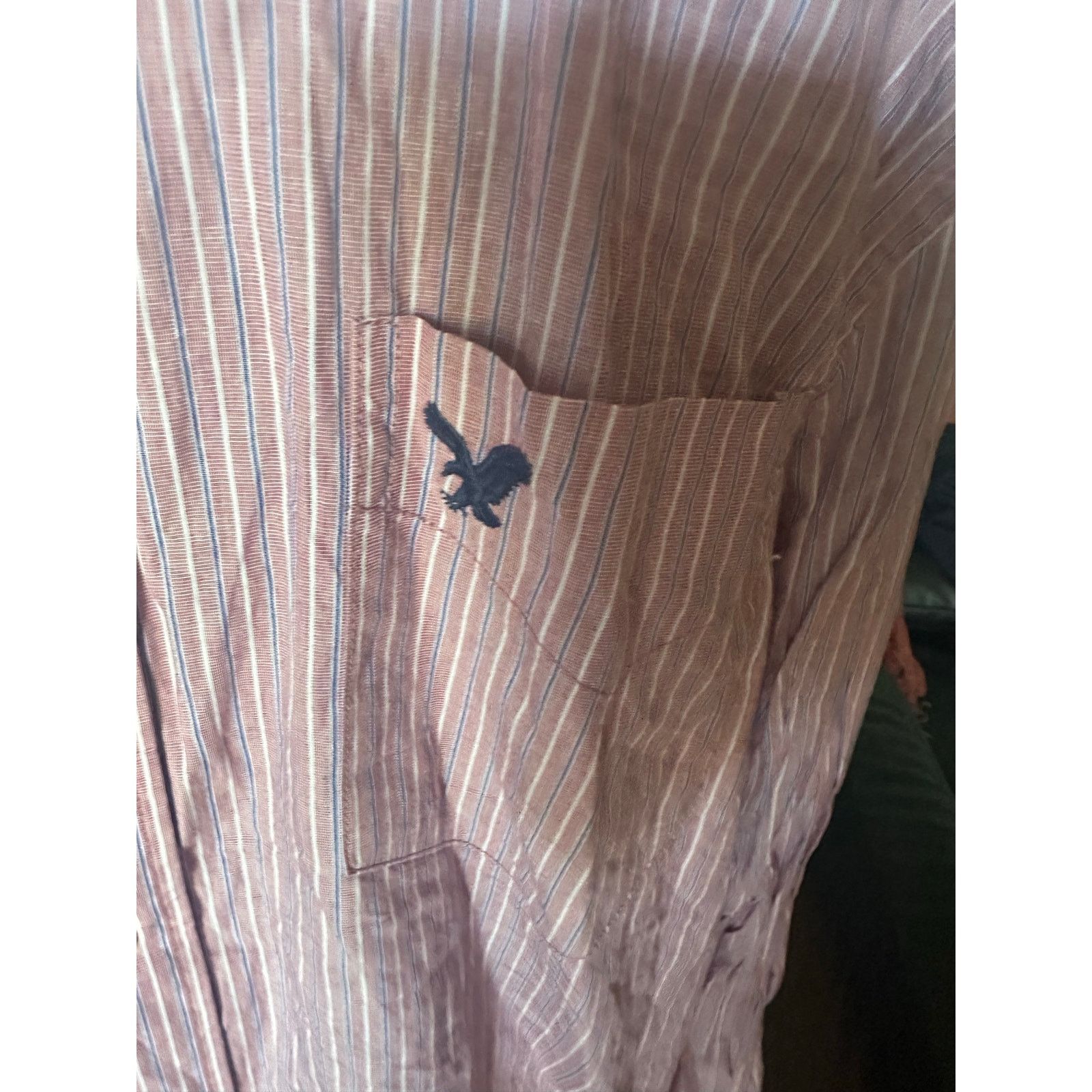 American Eagle Outfitters American Eagle Red Striped Button-Up Shirt Cotton Casual Size US XL / EU 56 / 4 - 2 Thumbnail