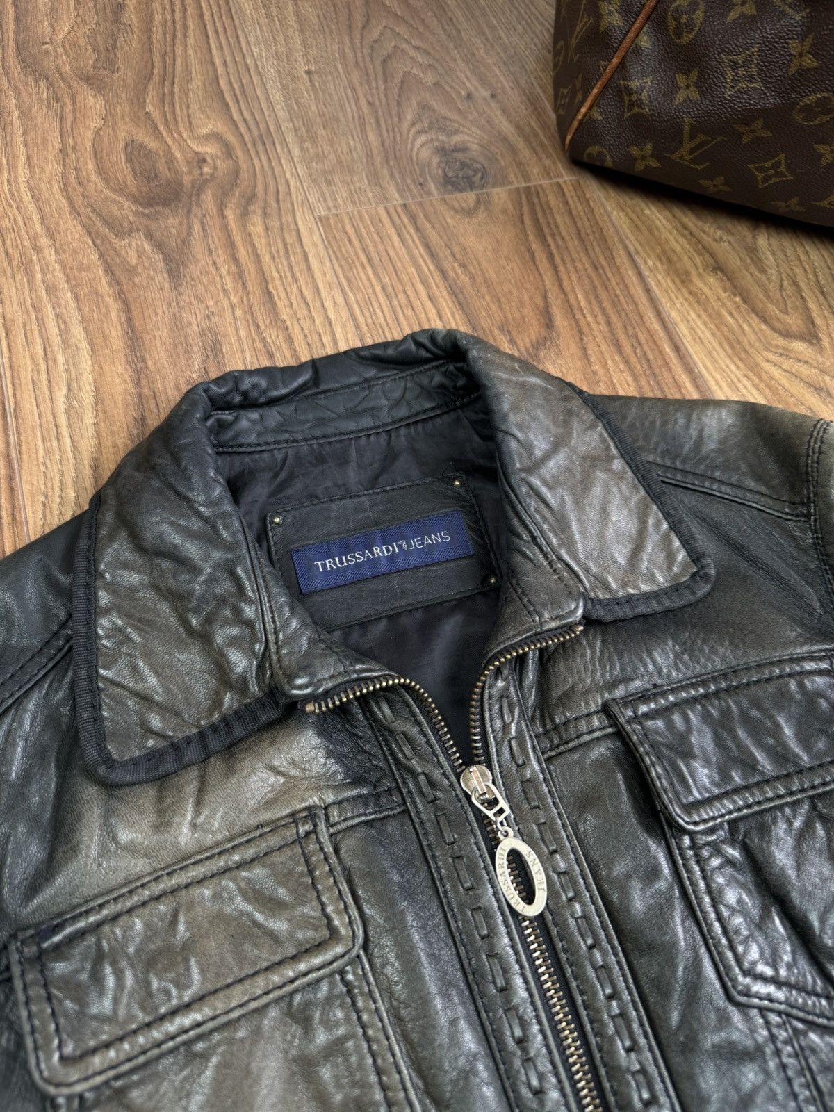 Trussardi Vintage leather jacket Trussardi Italy original item Size US S / EU 44-46 / 1 - 2 Thumbnail