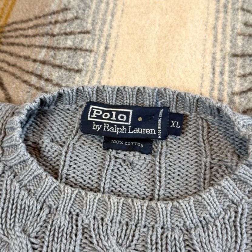 Polo Ralph Lauren VINTAGE Polo by Ralph Lauren Men’s Polo Ralph Lauren Cable Knit Fisherman Pullover Sweater Size XL Blue Long Sleeve Solid Pullover 90s Casual Mens Size US XL / EU 56 / 4 - 3 Thumbnail