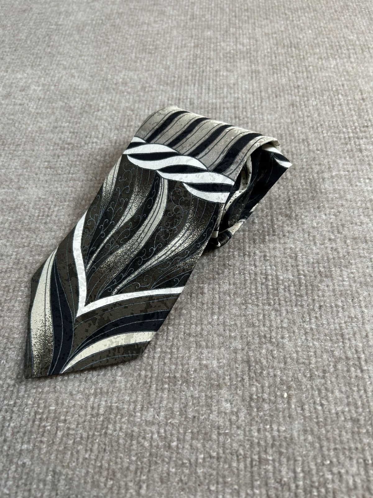 Fratelli Rossetti Fratelli Italy Tie 100% Silk Hand Made Black Cream Silv 0094 Size ONE SIZE - 1 Thumbnail