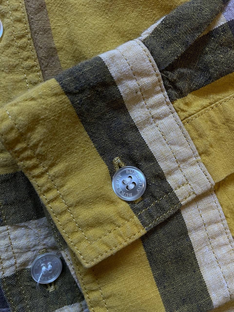 Burberry Burberry Brit YELLOW Check Linen / Cotton Button Down Shirt Size US S / EU 44-46 / 1 - 9 Thumbnail