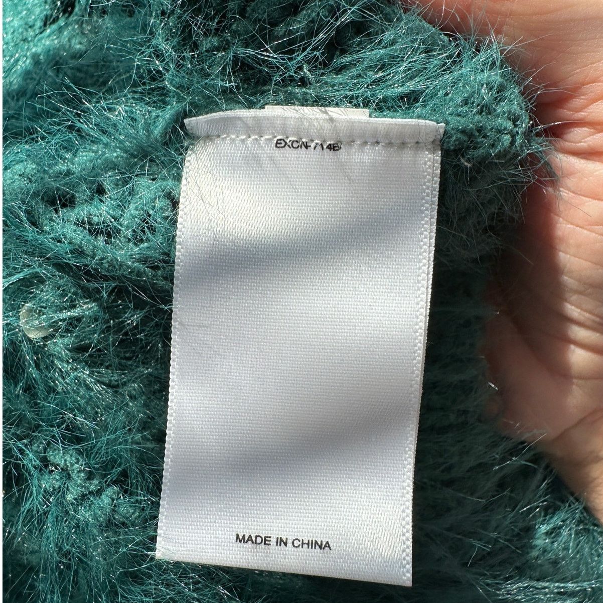 Express Express Green Fuzzy Long Sleeve Mock Neck Crop Sweater XS Size XS / US 0-2 / IT 36-38 - 9 Thumbnail