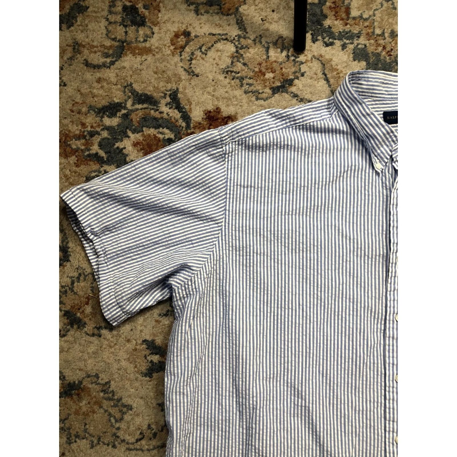 Ralph Lauren VINTAGE Ralph Lauren Shirt Mens Big 3X Blue Stripe Short Sleeve Button-Down Pony Logo Size US XXL / EU 58 / 5 - 3 Thumbnail