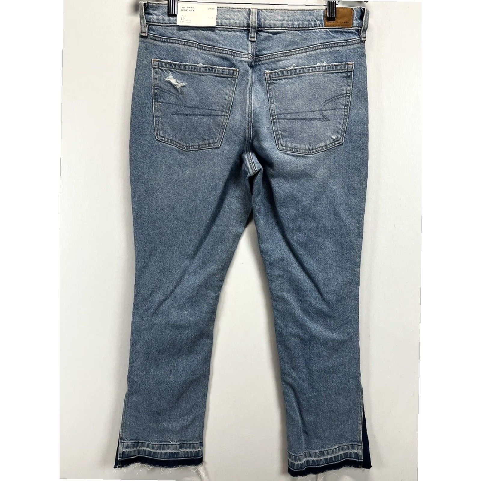 American Eagle Outfitters American Eagle Low Rise Raw Hem Skinny Kick Flare Denim Jeans Women Blue Size 12 Size 34" / US 12 / IT 48 - 3 Thumbnail
