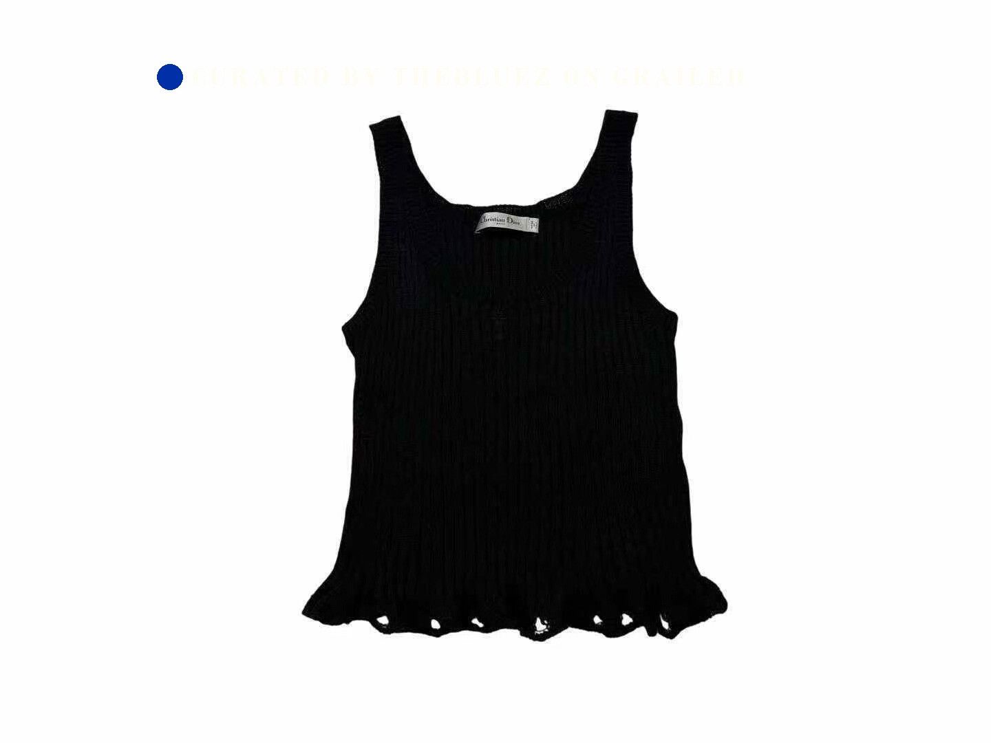 Dior DIOR Black Embroidered Bee Hole Knit Vest Size M / US 6-8 / IT 42-44 - 1 Thumbnail