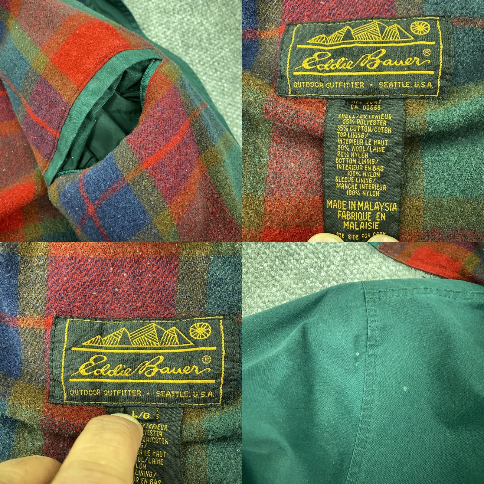 Eddie Bauer VTG Eddie Bauer Jacket Womens Large Wool Lined Hooded Parka Coat 90s Outdoor Green Size L / US 10 / IT 46 - 8 Thumbnail