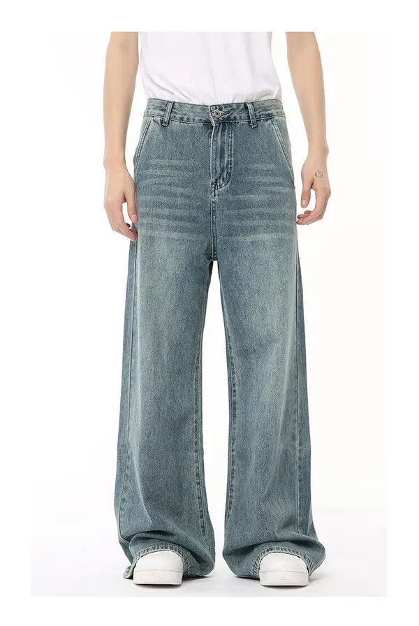 Japanese Brand Manami x Miku Light blue wide-leg loose washed jeans Size US 32 / EU 48 - 3 Thumbnail
