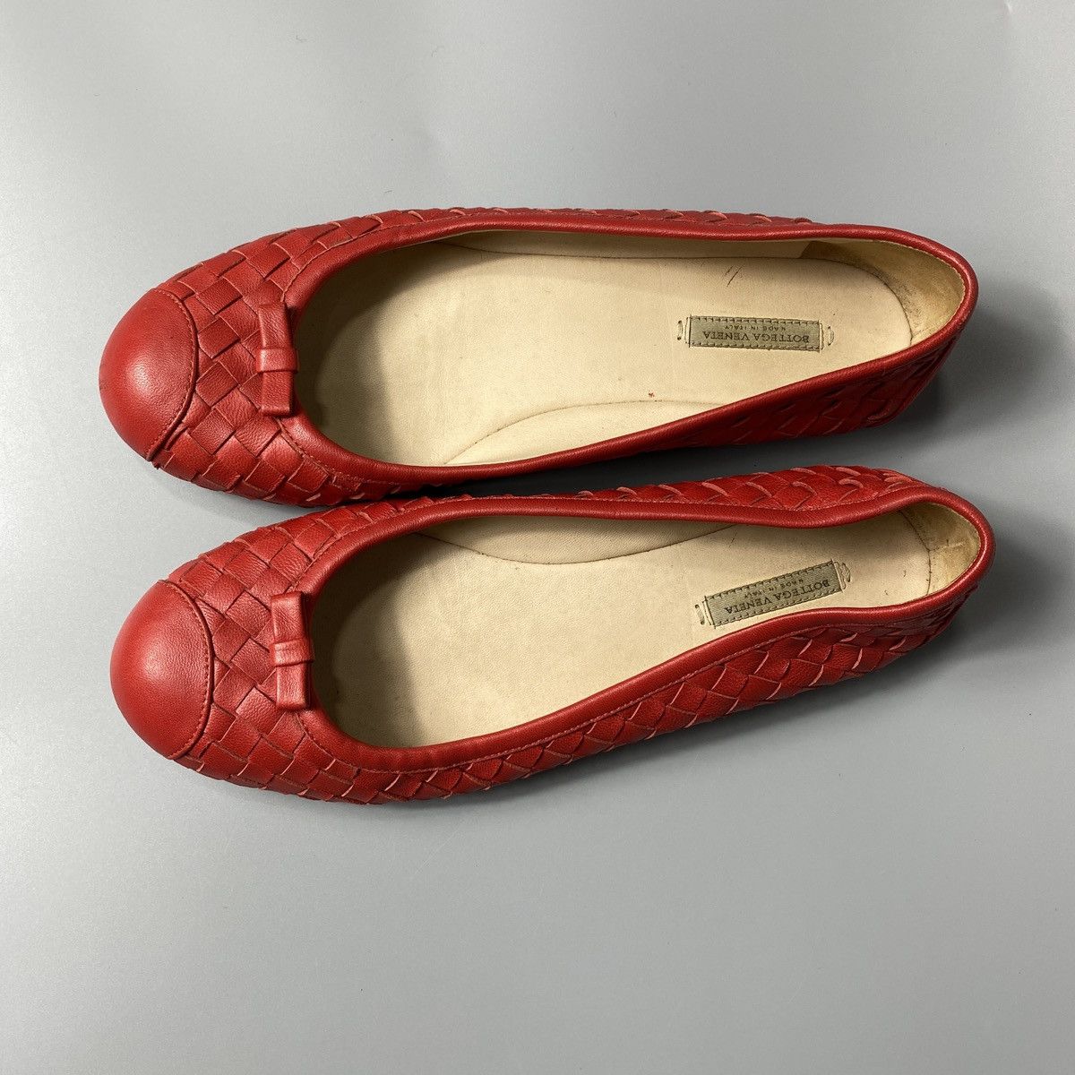 Bottega Veneta Red Leather Woven Ballet Flats Size US 6 / IT 36 - 5 Thumbnail