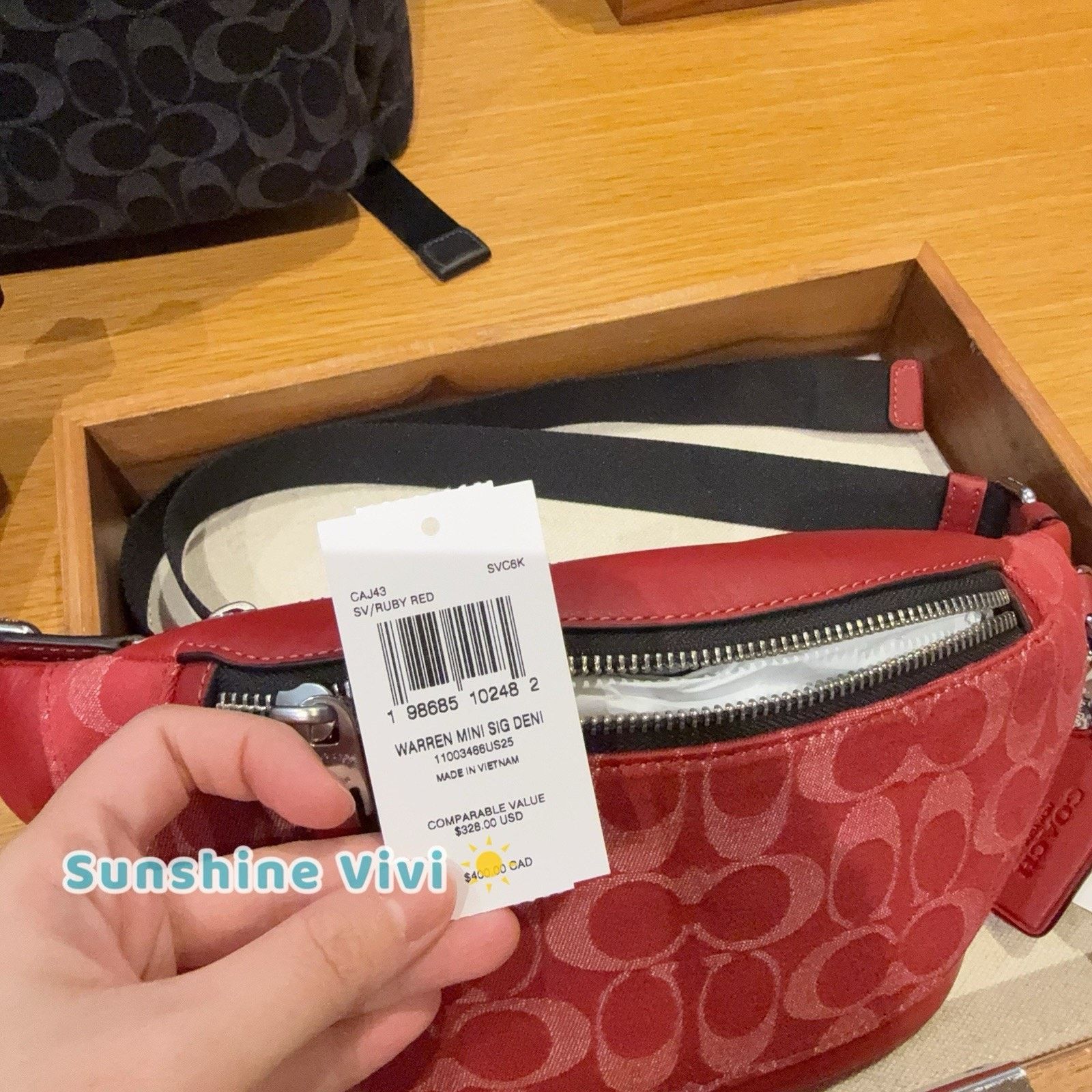 Coach NWT Coach Warren Mini Denim Belt Bag CAJ43 Ruby Red Size ONE SIZE - 5 Thumbnail