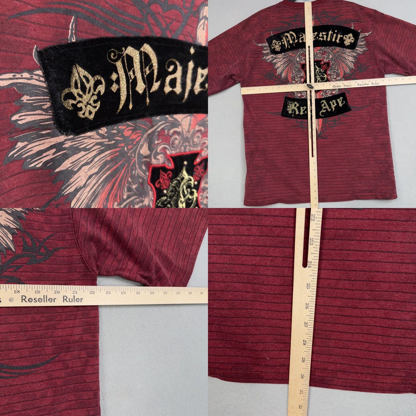 Vintage Red Ape Shirt Mens 2XL Red Majestic Gothic Crest Graphic Tee Street Y2k Edgy Mens Front Back Graphic Tee Size US XXL / EU 58 / 5 - 8 Thumbnail