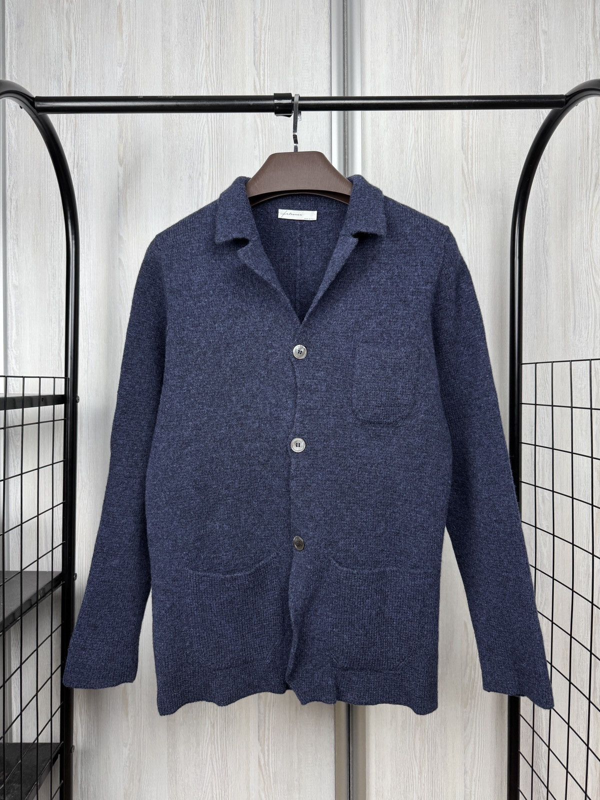 Falcone Falconeri blue knitted 3 button blazer cardigan Size 36R - 8 Thumbnail