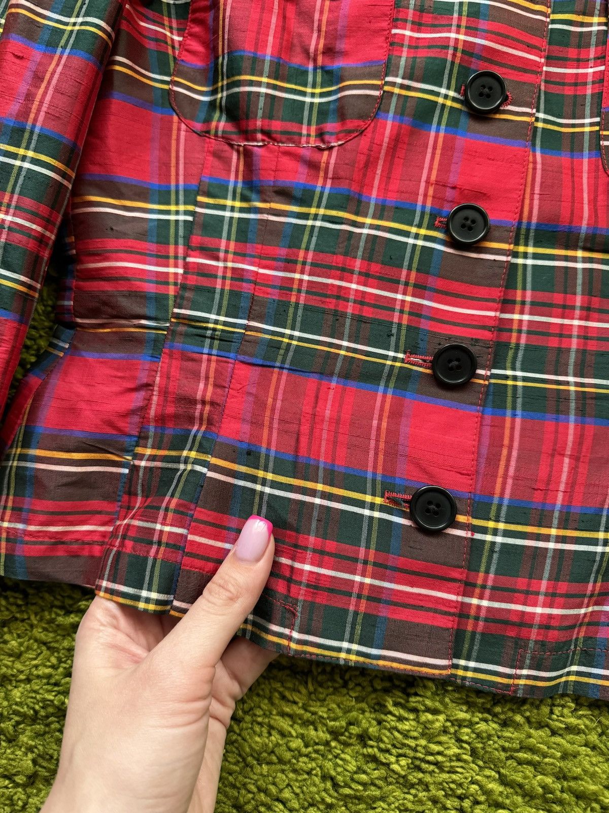 Polo Ralph Lauren × Ralph Lauren × Vintage Ralph Lauren 100% silk tartan blouse shirt Size M / US 6-8 / IT 42-44 - 4 Thumbnail