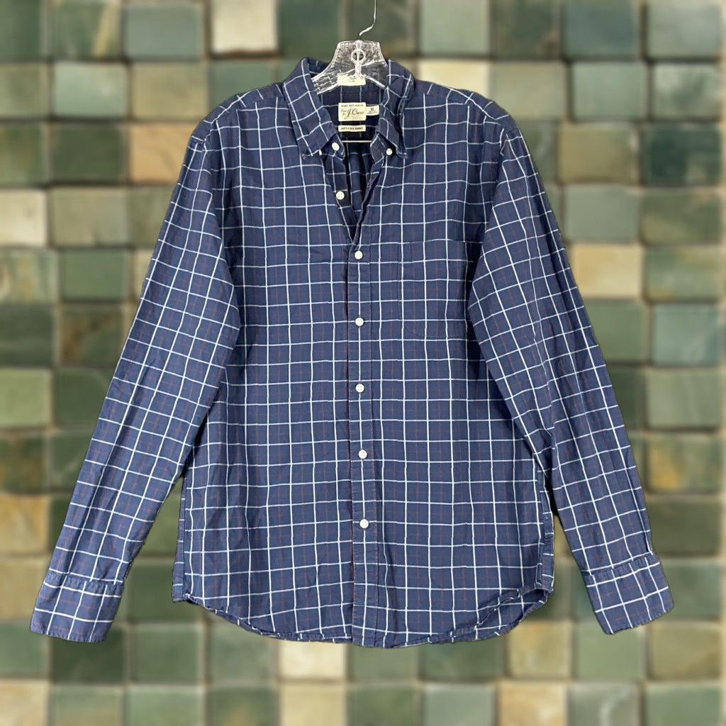 J.Crew J.CREW Men's Long Sleeve Blue Plaid Button-Up Shirt Size M Size US M / EU 48-50 / 2 - 1 Thumbnail