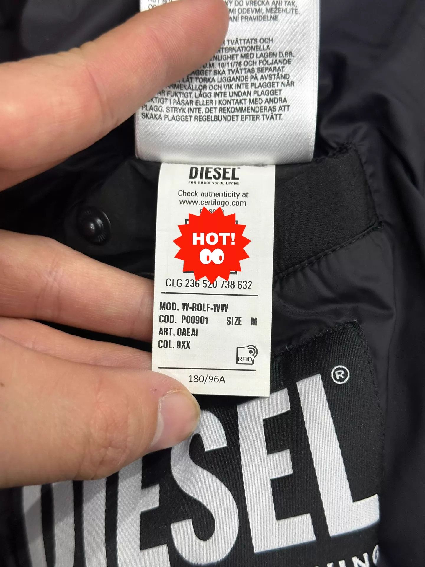 Diesel Diesel 22fw colorblocked hood puffer black-yellow M Size US M / EU 48-50 / 2 - 7 Thumbnail