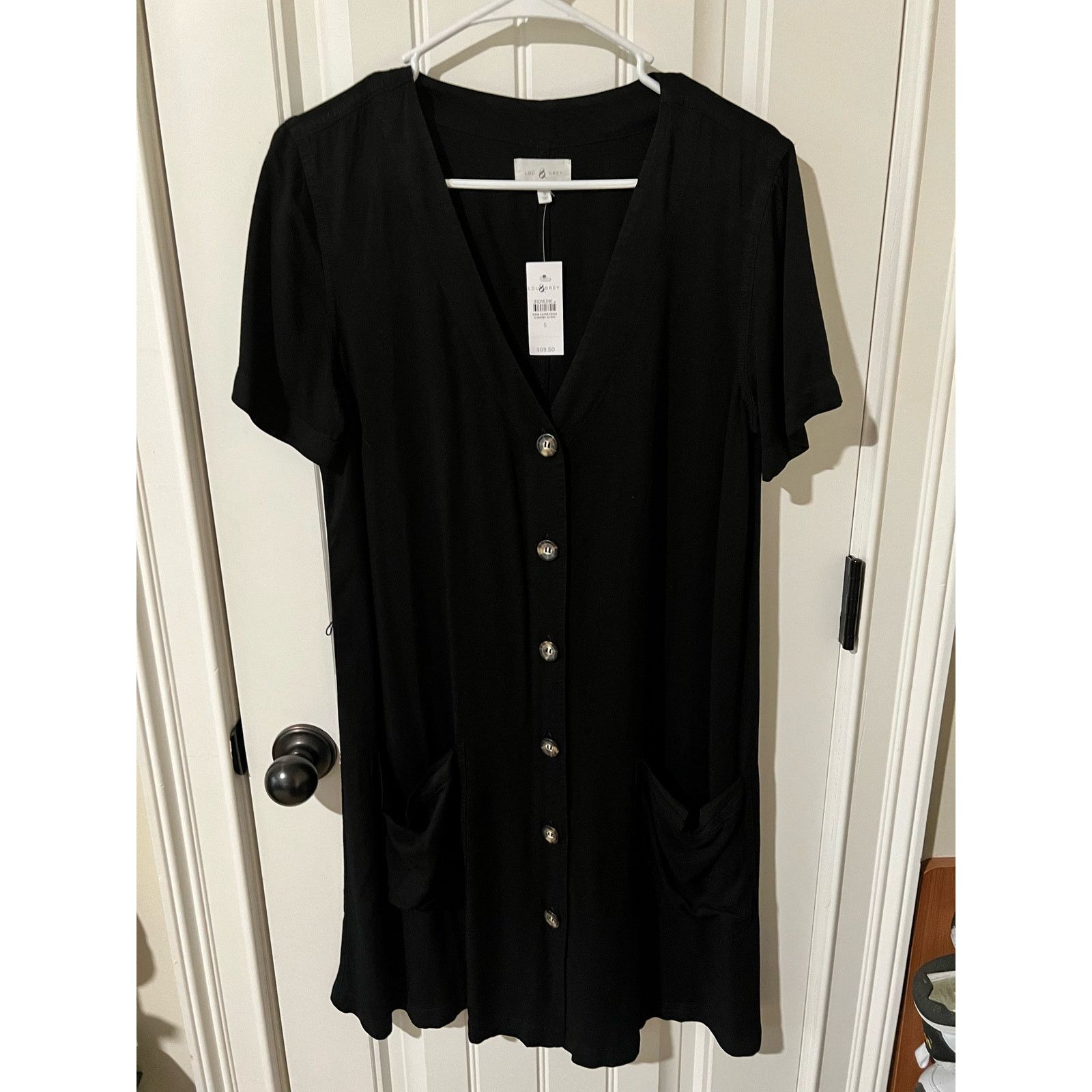 Loft Lou & Grey Fluid Twill Pocket Shirtdress V-Neck Dress l Size S / US 4 / IT 40 - 3 Thumbnail