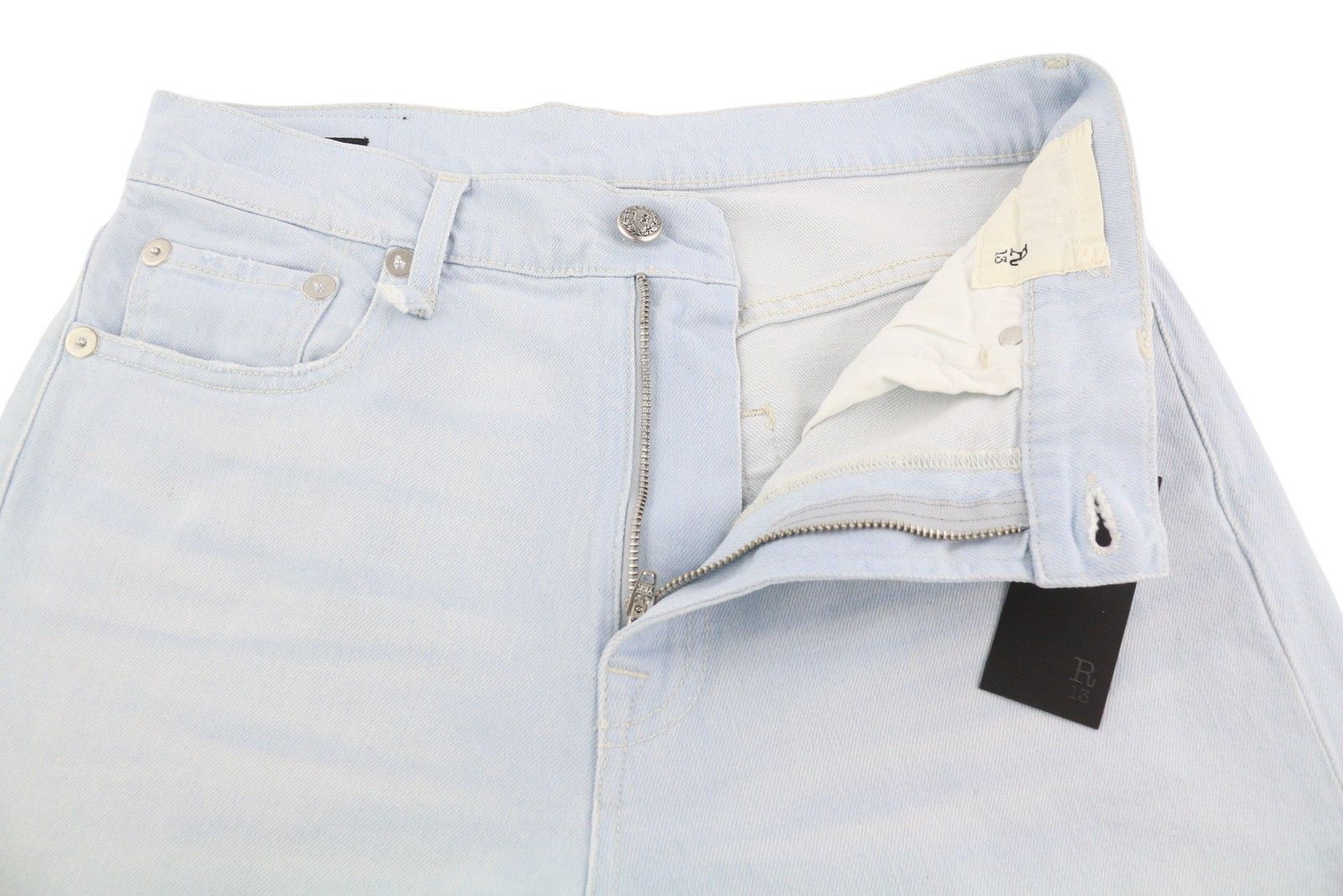R13 ROMEO 28 Washed Blue Stretch Cropped Zip 84458 Size 28" / US 6 / IT 42 - 4 Thumbnail