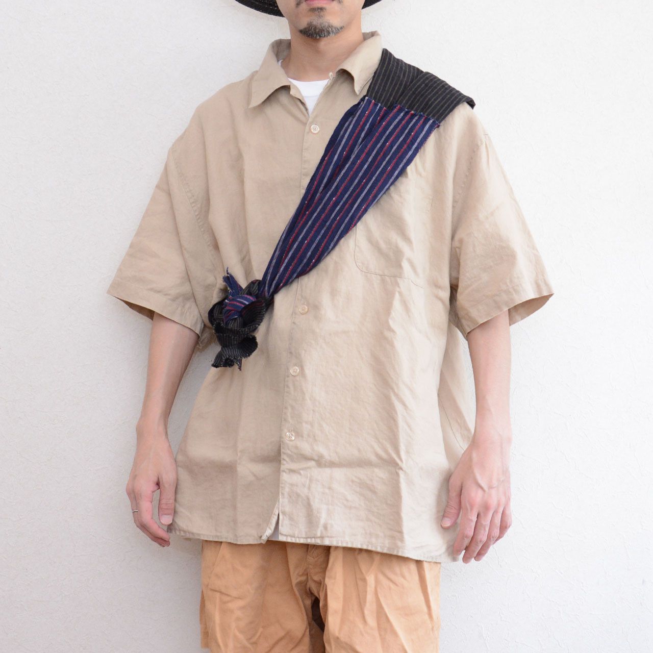 Other Vintage Japanese Cotton Patchwork Stole Stripe Hand Stitched Size ONE SIZE - 10 Thumbnail