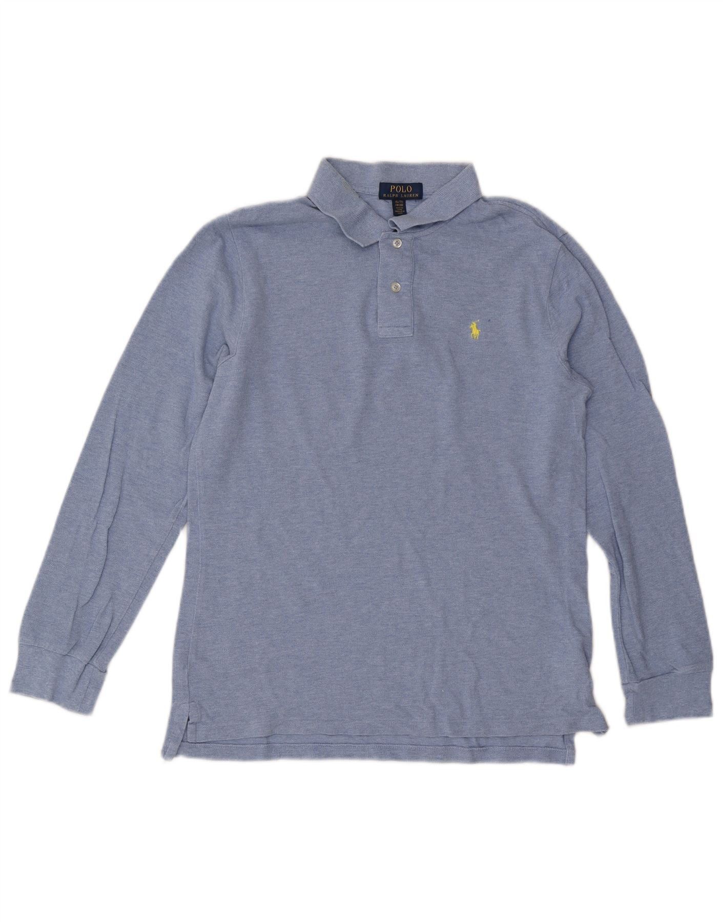 Polo Ralph Lauren Boys Long Sleeve Polo Shirt 15-16 Years XL Blue Flecked Size XL / US 12-14 / IT 48-50 - 1 Thumbnail