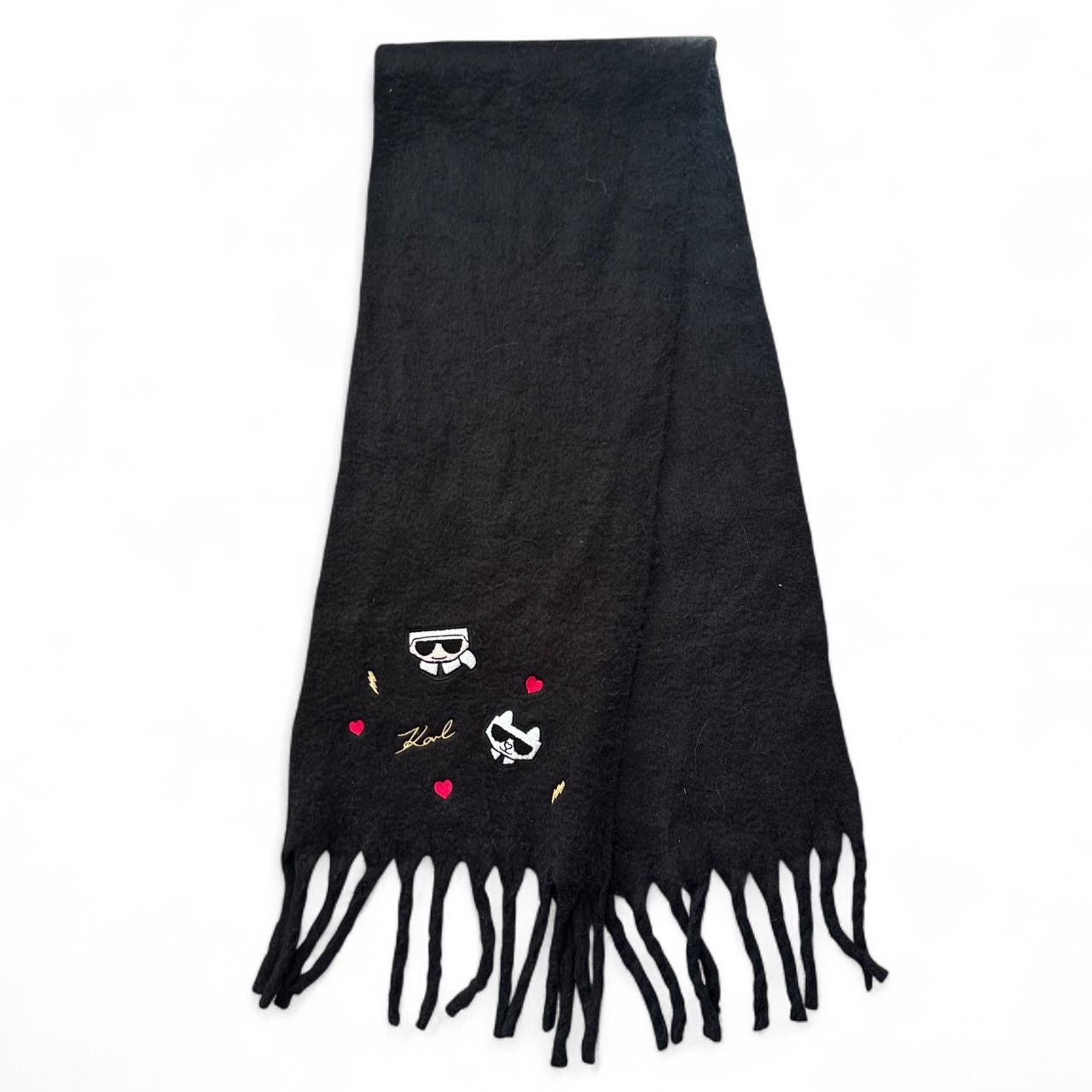 Karl Lagerfeld Karl Lagerfeld black scarf with embroidered details Size ONE SIZE - 5 Thumbnail