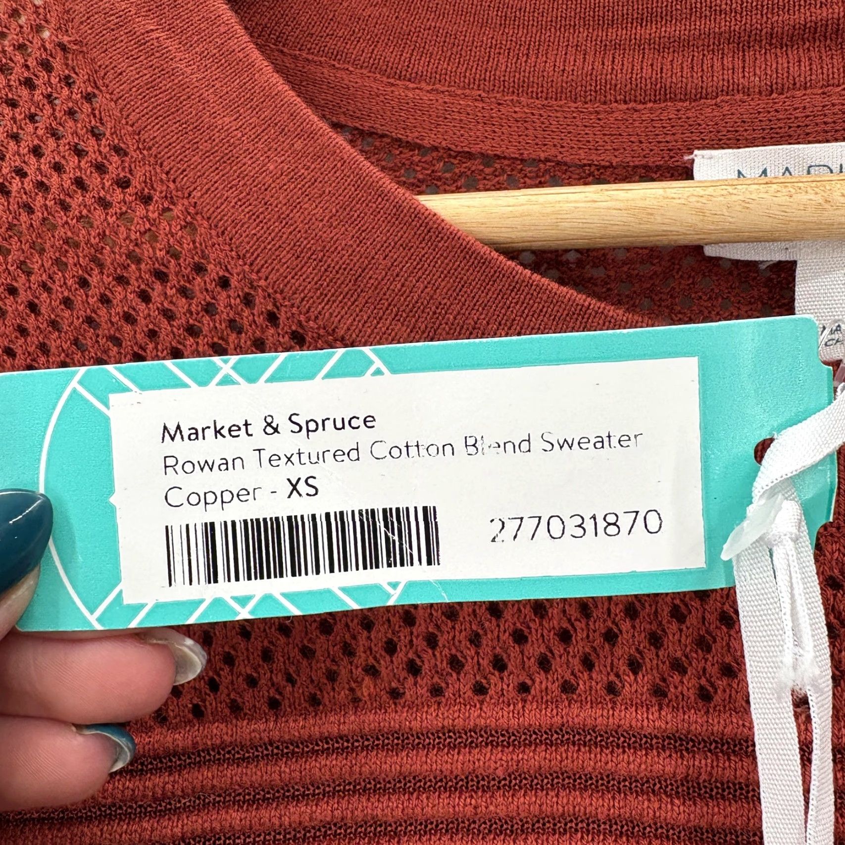Market Market & Spruce Sweater Womens XS Copper Rowan Textured Crew Neck Knit Open-Knit Lightweight Fall Winter Casual Mens? Size XS / US 0-2 / IT 36-38 - 6 Thumbnail
