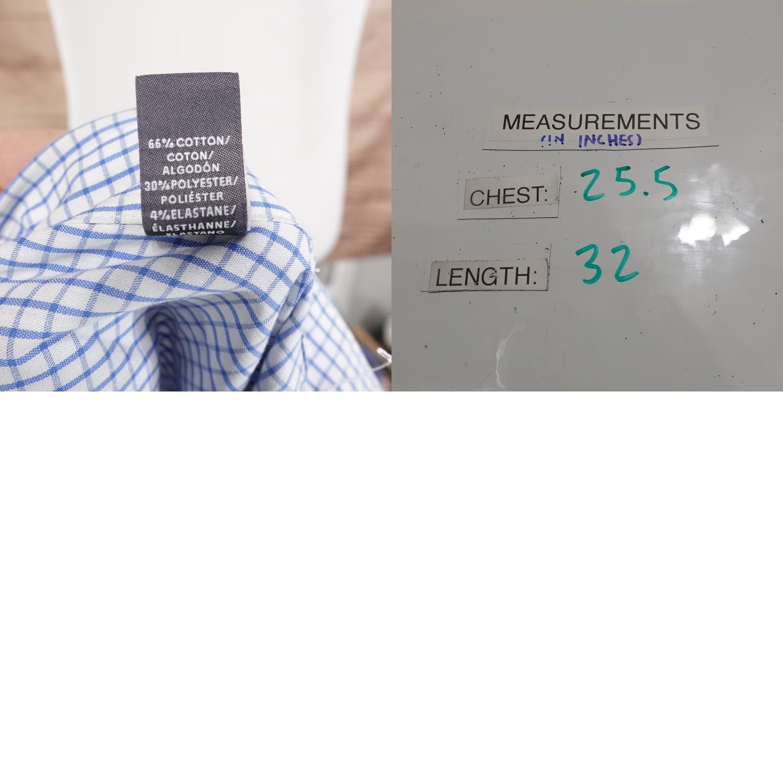 Van Heusen Van Heusen Traveler Shirt Mens XL 17-17.5 Blue Check Long Sleeve Button Up Size US XL / EU 56 / 4 - 8 Thumbnail