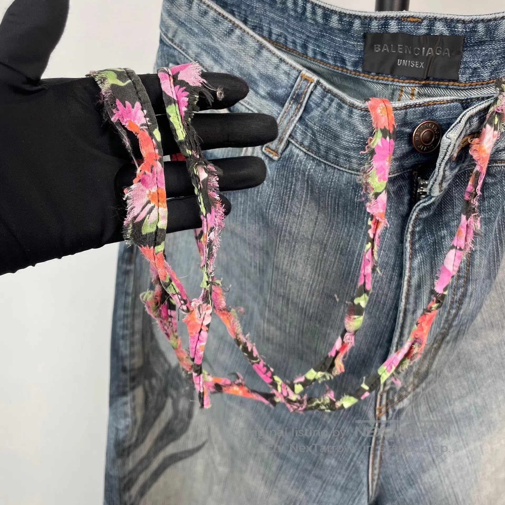 Balenciaga Balenciaga size S Dragon Patterned Drawcord Loose Denim Lo Size US 27 - 3 Thumbnail