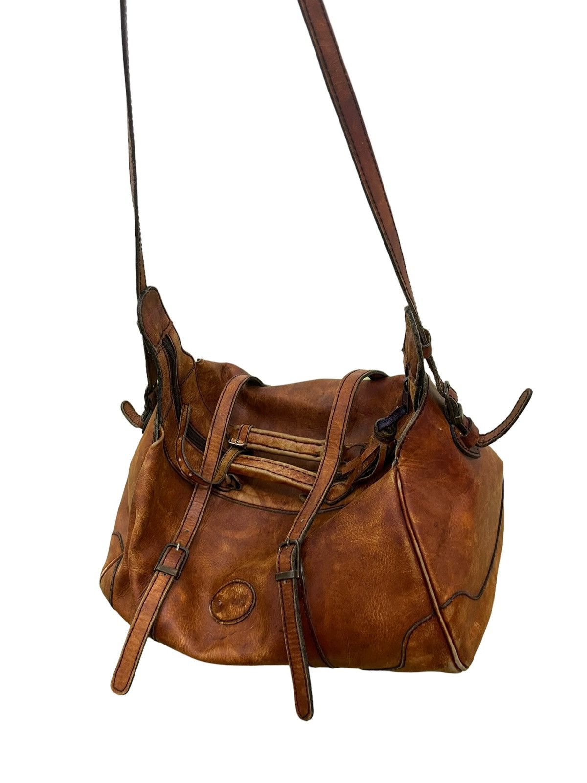 Japanese Brand Full Leather Patina Vtg Unknown Duffle Bag 1🟩 Size ONE SIZE - 4 Thumbnail