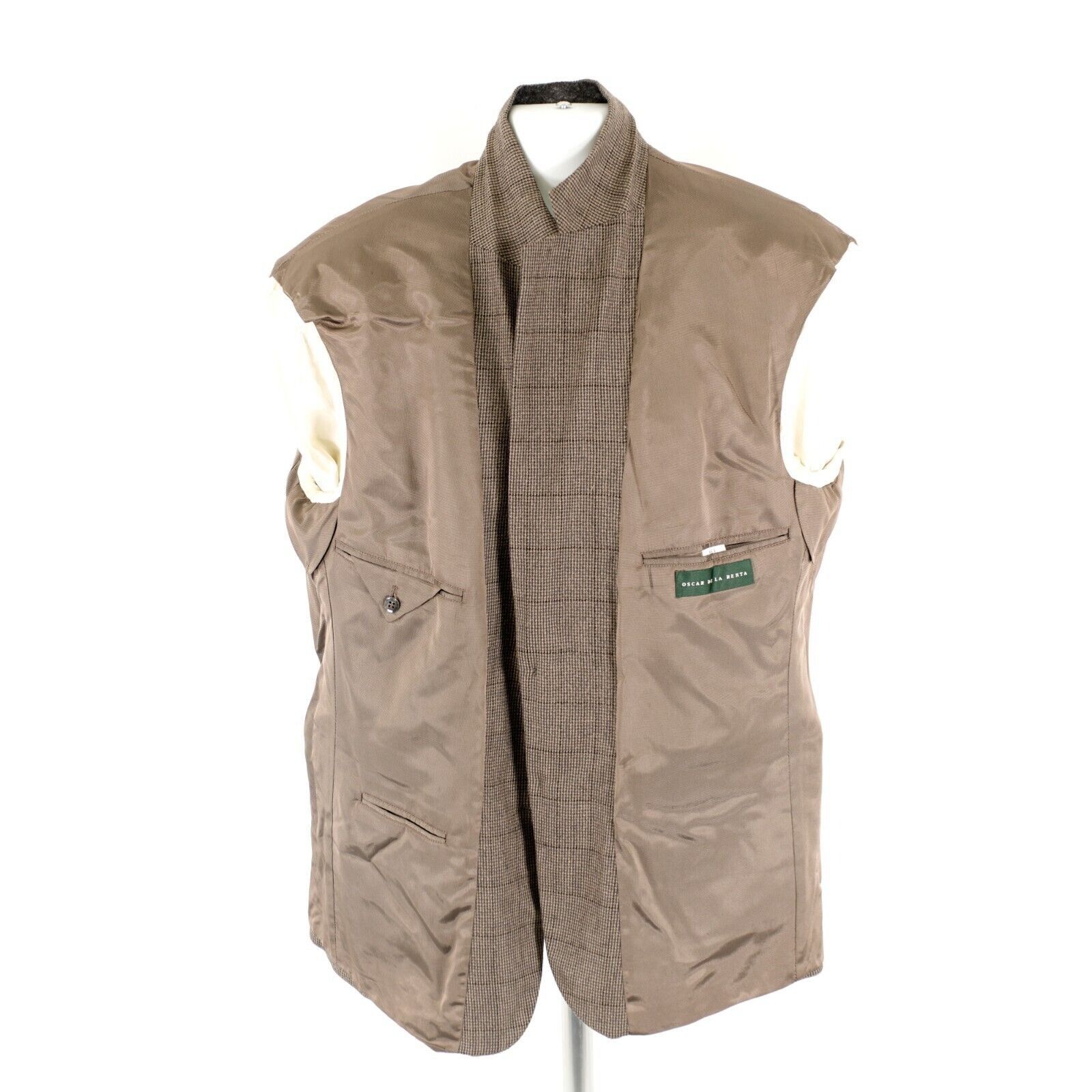Oscar De La Renta Oscar De La Renta Soft Tweed Lambswool Cashmere Gray Tan Che Size 44R - 11 Thumbnail