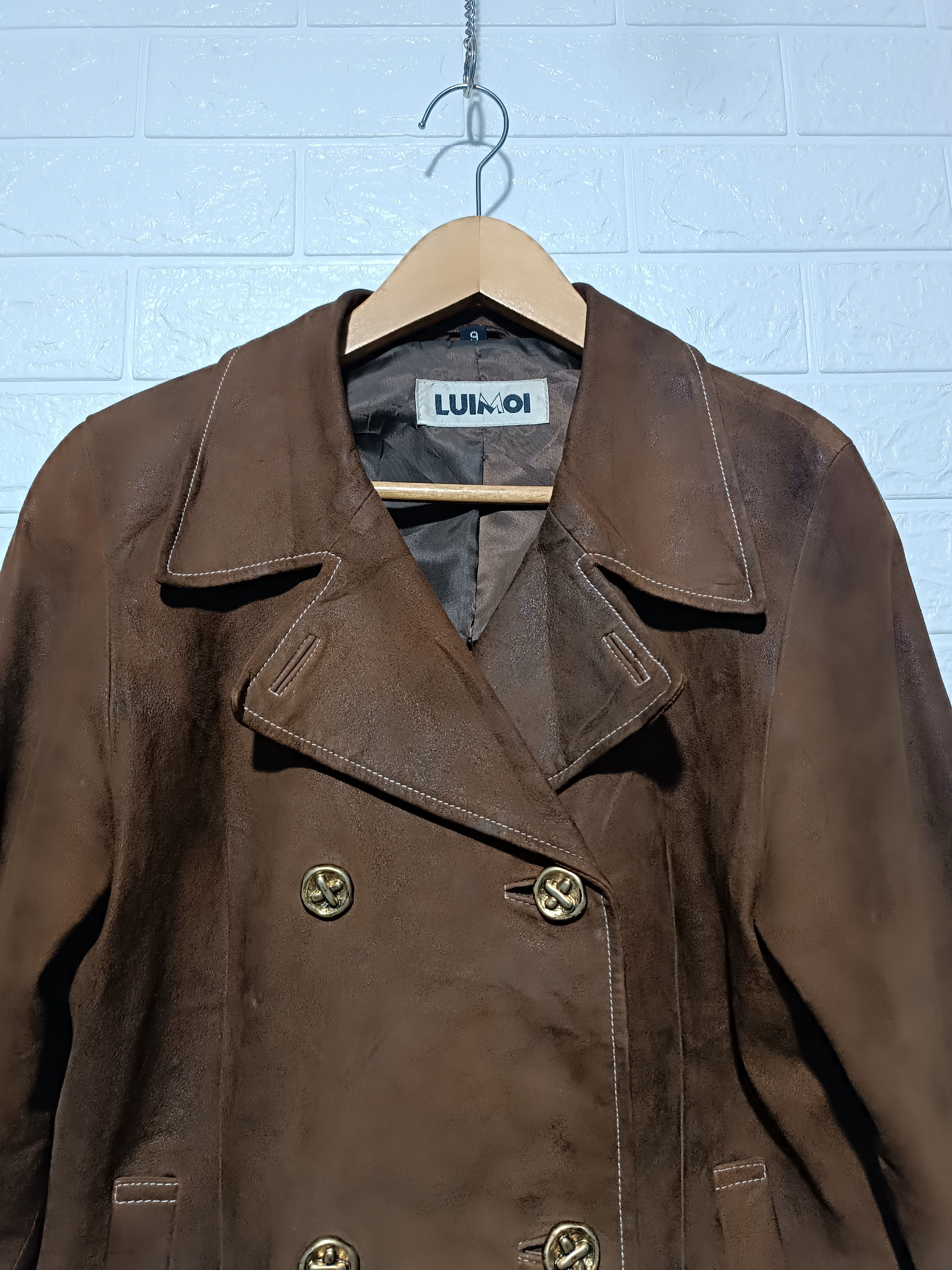 Japanese Brand Vintage Brown Sheepskin Leather Pea Coat Size M / US 6-8 / IT 42-44 - 4 Thumbnail