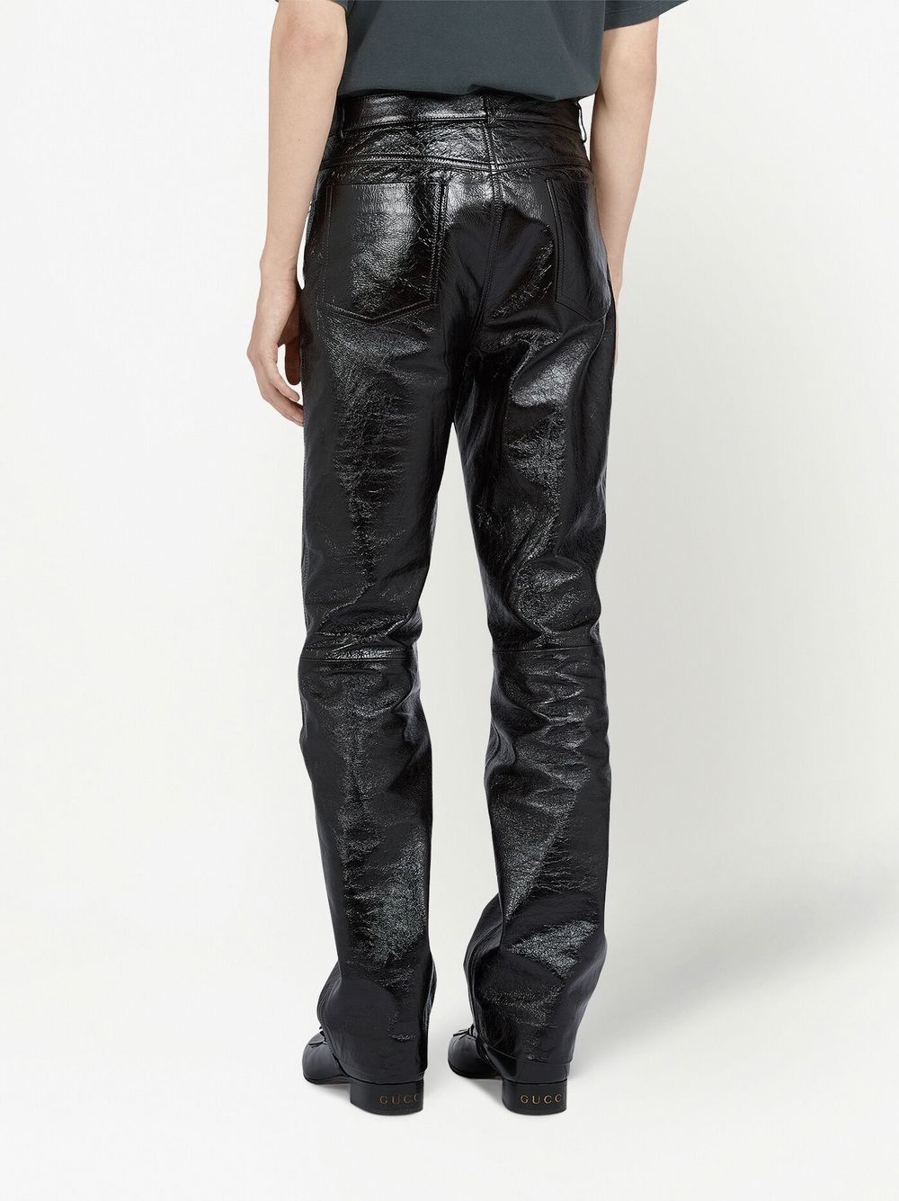 Gucci o1s1wg110225 Shiny Soft Leather Pant in Black Size US 34 / EU 50 - 2 Thumbnail
