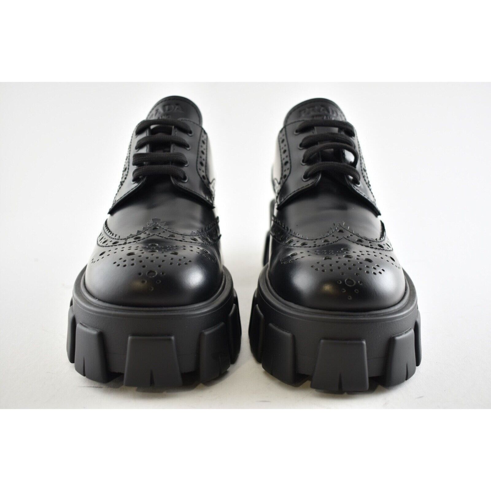 Prada Monolith Brogue Platform Loafer Creeper Lace Up Flat 41.5 Size US 11.5 / IT 41.5 - 5 Thumbnail