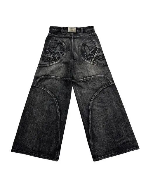 Jean Retro Wash Baggy Embroidered Straight Jeans Size US 30 / EU 46 - 8 Thumbnail