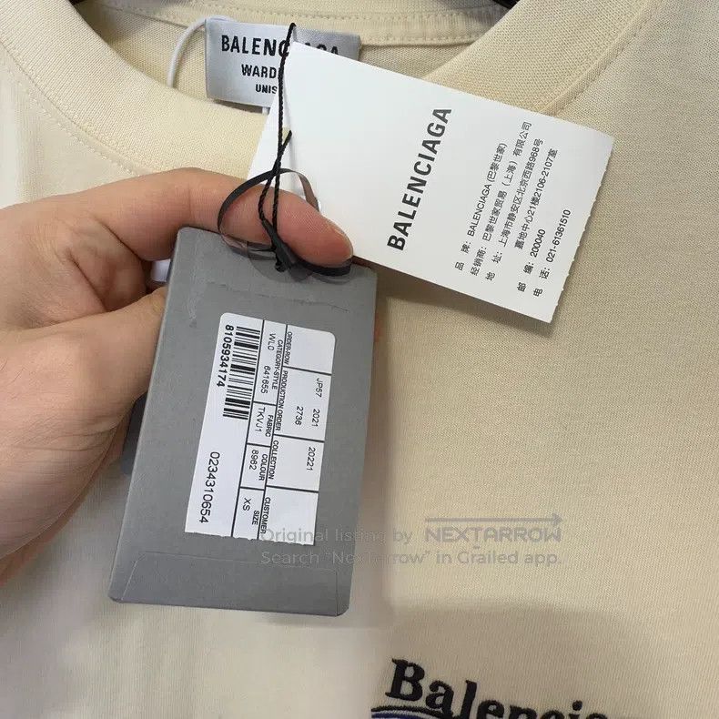 Balenciaga Balenciaga Beige Logo Short Sleeve Size US XS / EU 42 / 0 - 7 Thumbnail