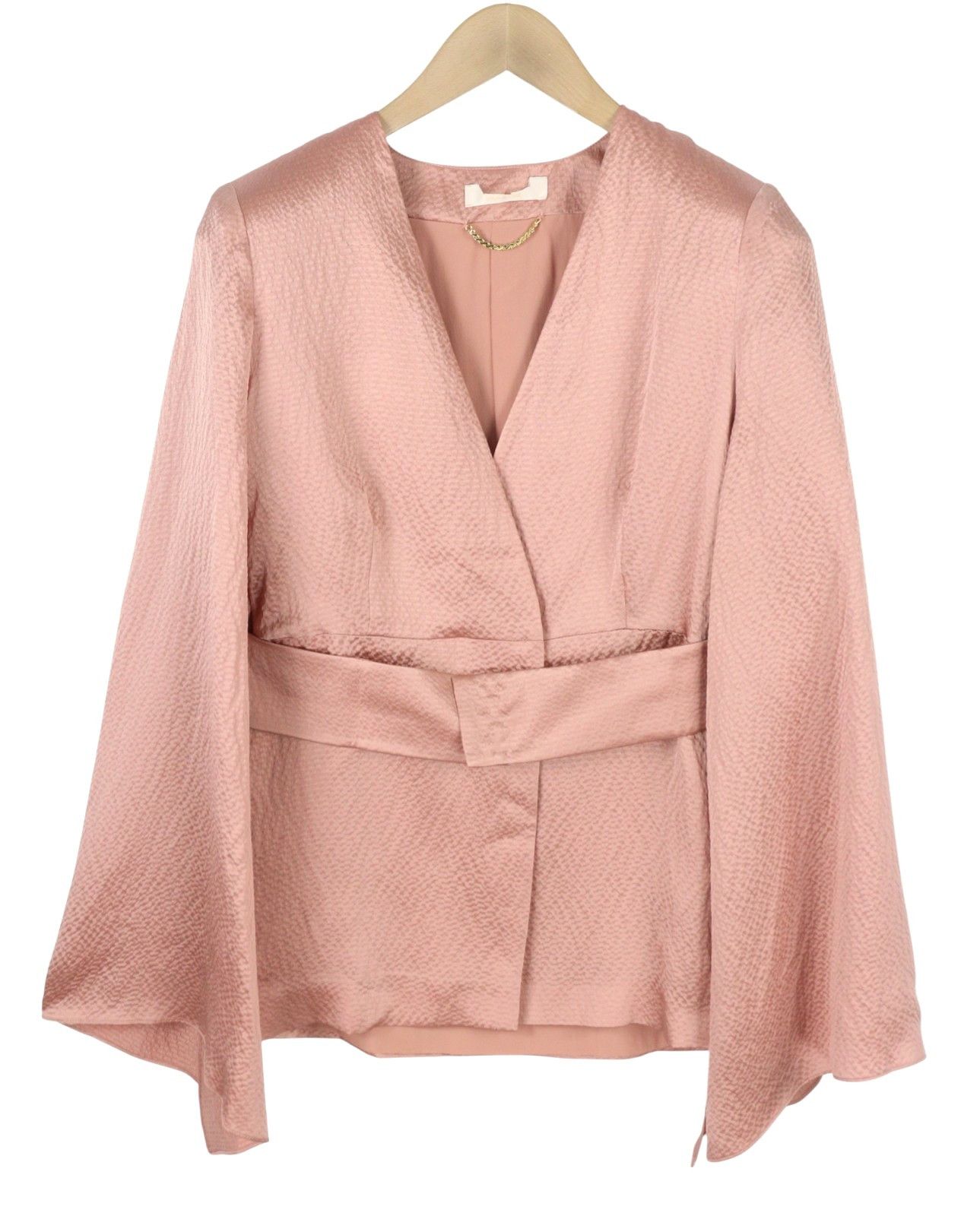 Max Mara BRIDAL OCCHI EU44 Pink Textured Silk Wrap Blouse 88911 Size XL / US 12-14 / IT 48-50 - 2 Thumbnail