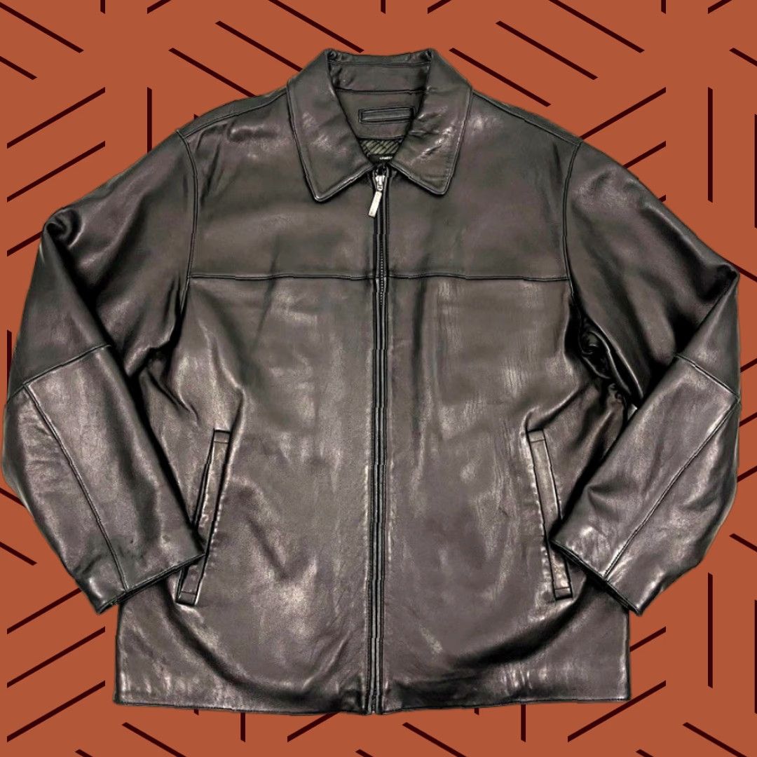 Liz Claiborne VINTAGE Claiborne Leather Jacket Mens L Full Zip Coat Black Size US L / EU 52-54 / 3 - 1 Thumbnail