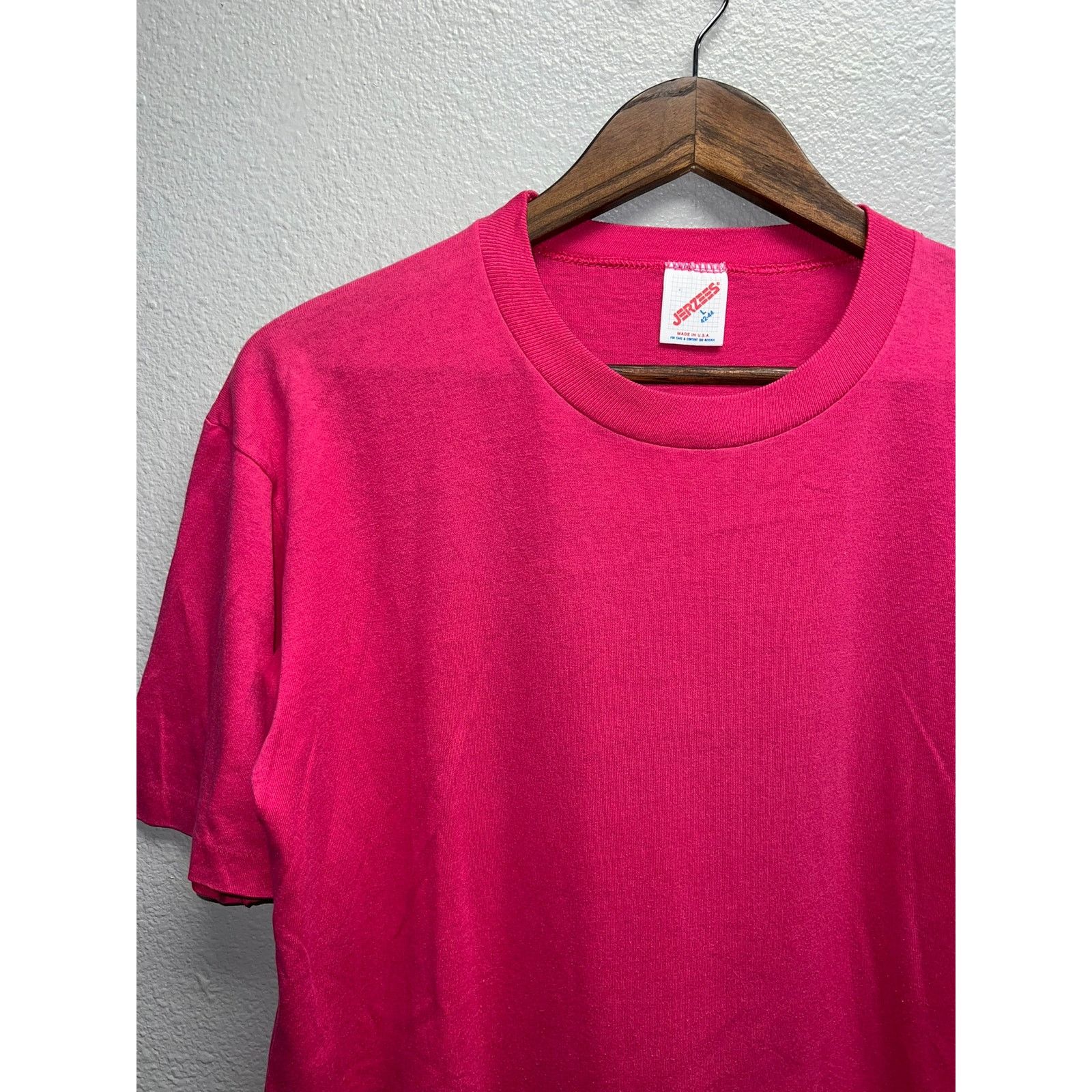 Jerzees 90s Vintage Jerzees USA Made Pink Blank Short Sleeve Shirt L Size US L / EU 52-54 / 3 - 3 Thumbnail