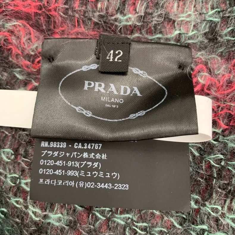 Prada Prada Patterned inlaid color block horsehair knitted cardig Size US XS / EU 42 / 0 - 6 Thumbnail