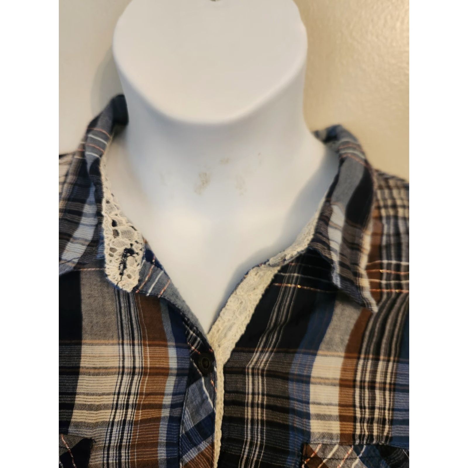 Vintage Dressbarn Button-Up Shirt Western Plaid Cotton 2X Women Size XXL / US 16-18 / IT 52-54 - 2 Thumbnail