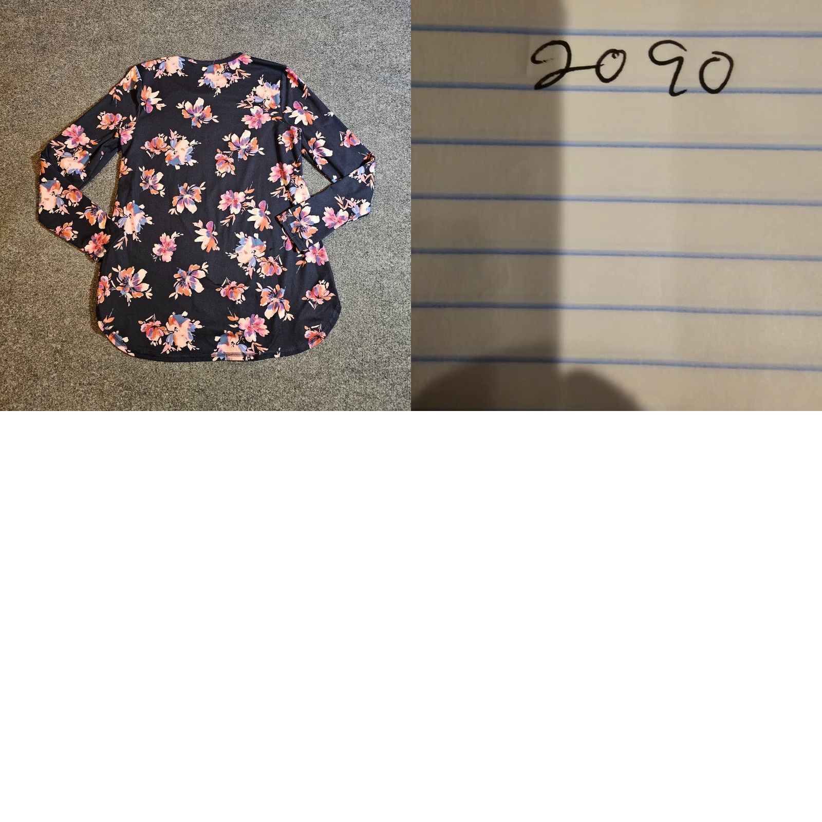 J. Jill J Jill Top Womens XS Black Floral Performance Long Sleeve Stretchy Casual Shirt Size XS / US 0-2 / IT 36-38 - 8 Thumbnail