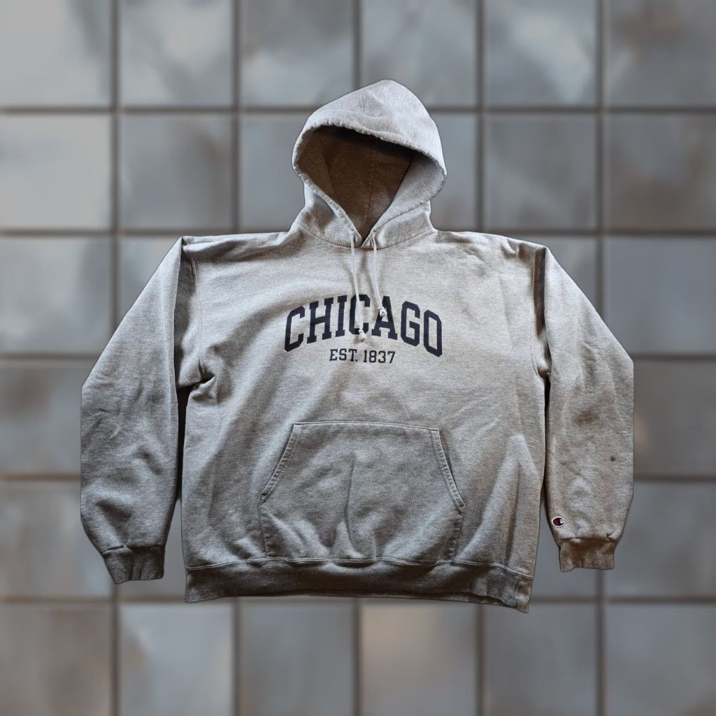 Champion Champion Hoodie Sweatshirt Gray Mens XL City Graphic Print Fleece Pockets Hooded Drawstring Logo Gym & Training Size US XL / EU 56 / 4 - 1 Thumbnail