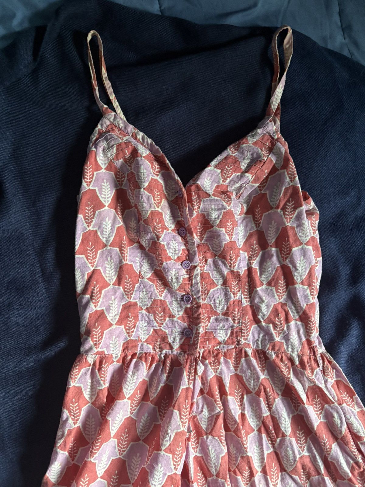 Other Whistle & Flute Pink Leaf Print 100% Cotton Midi Sundress Size M / US 6-8 / IT 42-44 - 5 Thumbnail