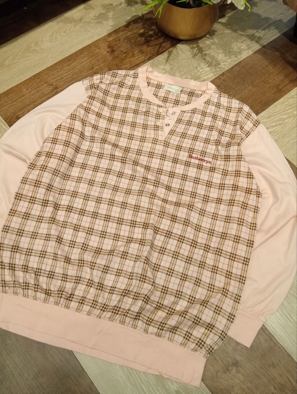 Burberry BURBERRYS JAPAN NOVA CHECK COTTON HENLEY NECK KNIT Size US L / EU 52-54 / 3 - 3 Thumbnail