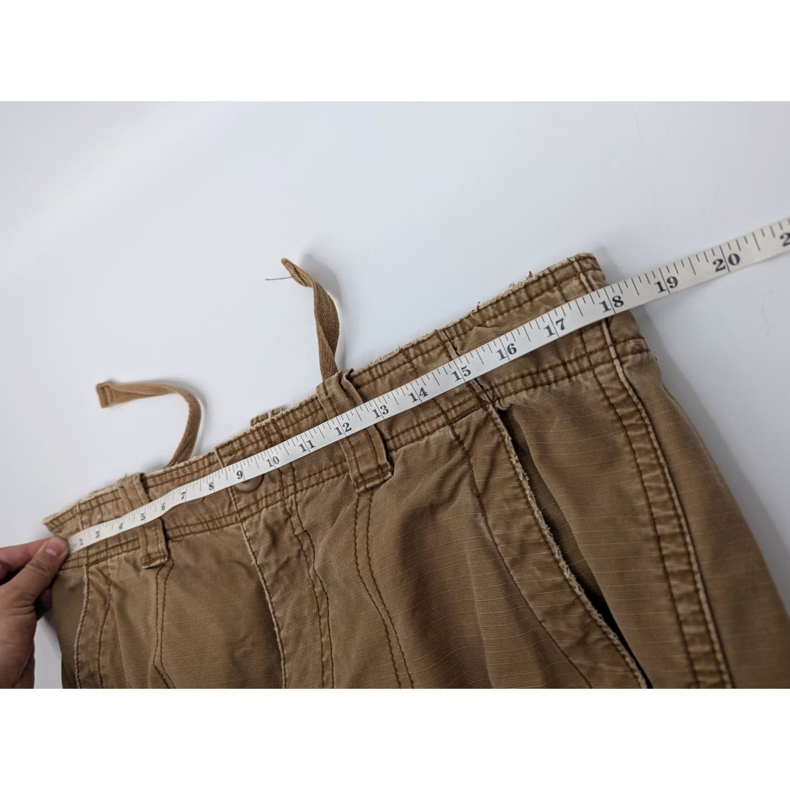 Mossimo Mossimo Supply Co Mens Khaki Tan Ripstop Cargo Shorts Size 34 Rugged Distressed Size US 34 / EU 50 - 6 Thumbnail