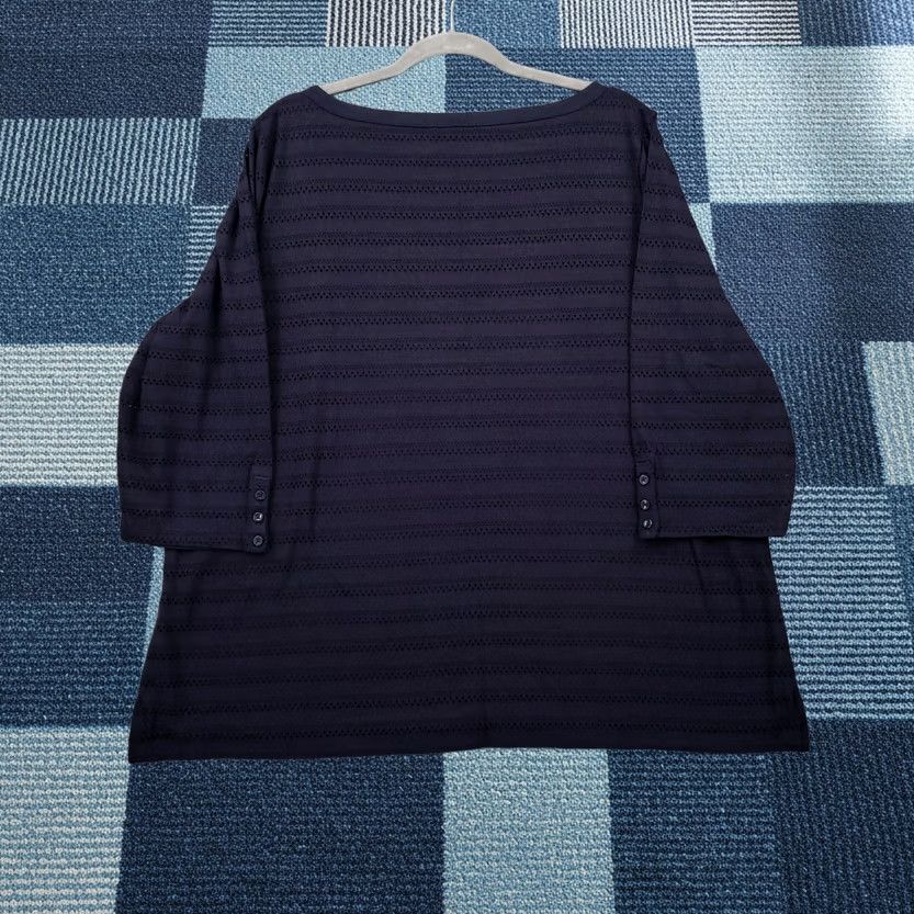 Talbots Talbots Blouse Shirt Womens 3X Blue Eyelet 3/4 Sleeve Pullover Casual Stretch Cotton Blend Spandex Size XXL / US 16-18 / IT 52-54 - 1 Thumbnail