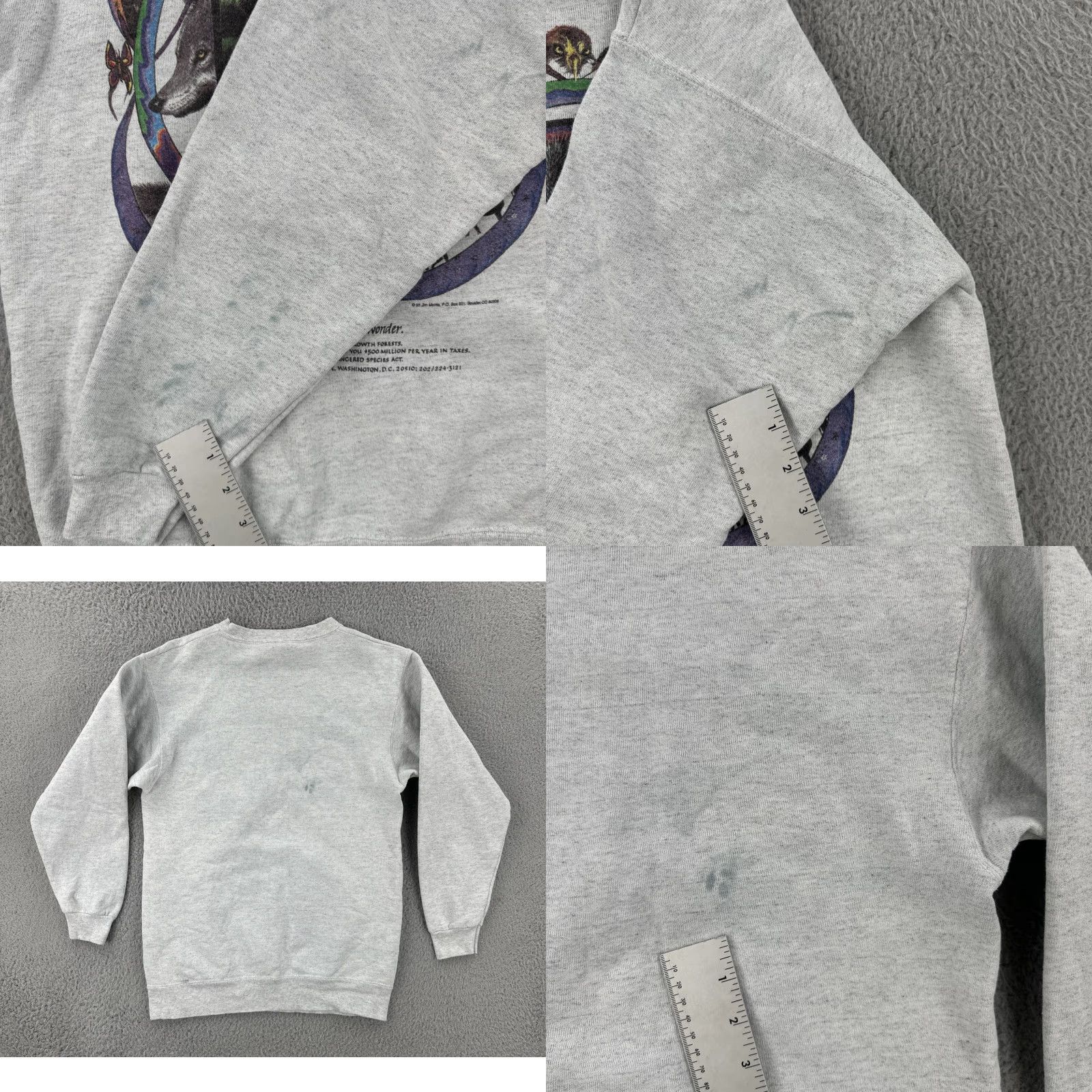 Vintage VINTAGE Oneita Power Sweats Sweatshirt Adult S Gray Wolf Graphic Print 90s Nature Mens Pullover Crewneck Regular Cotton Heavyweight Size US S / EU 44-46 / 1 - 10 Thumbnail