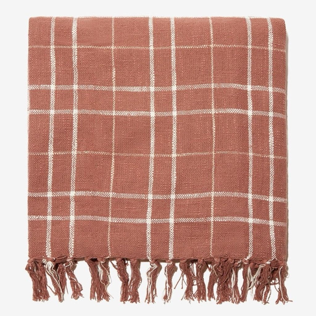Other LITTLE KORBOOSE Woven Throw Blanket - Rust Size ONE SIZE - 2 Thumbnail