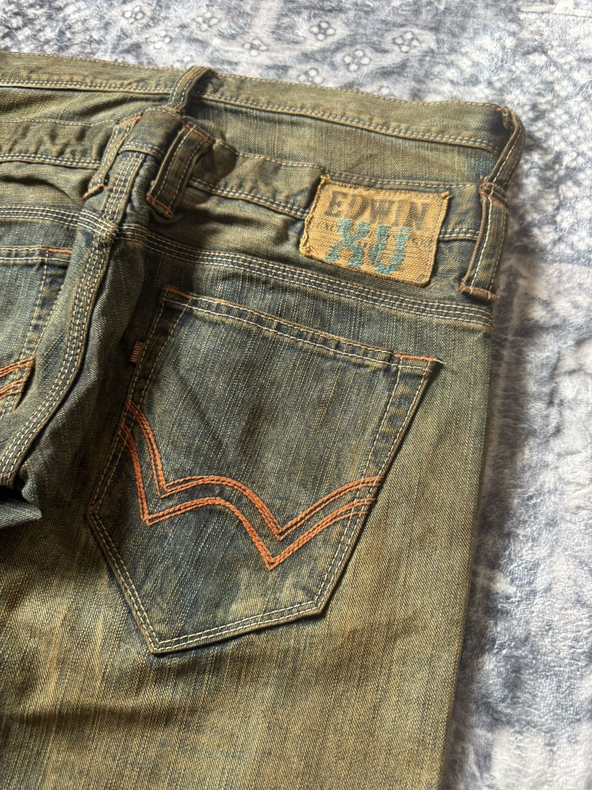If Six Was Nine Edwin Japan Psychedelic Mud Wash Fade Double Waist Jeans Size US 30 / EU 46 - 12 Thumbnail
