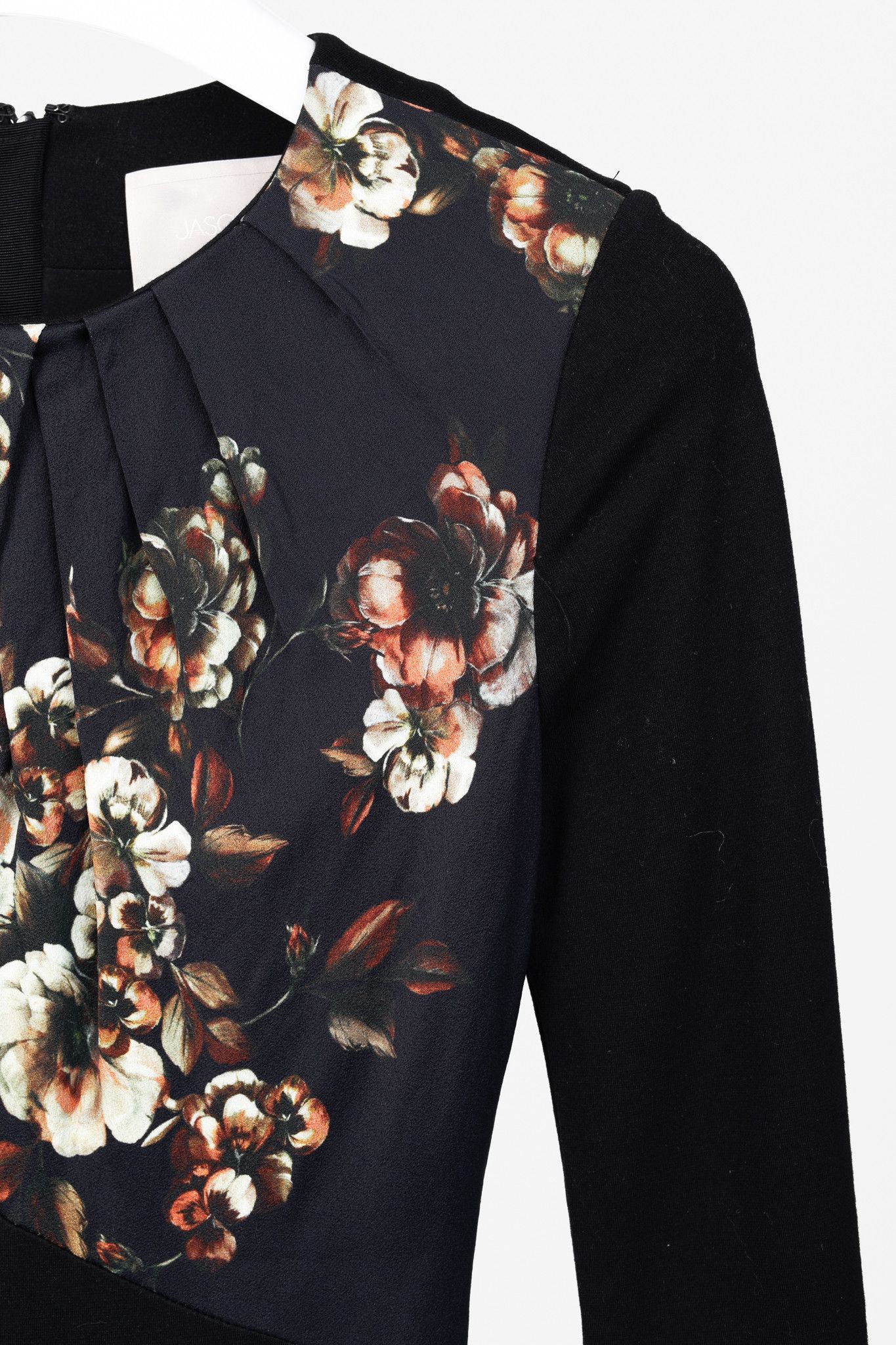 Jason Wu Jason Wu PF/14 Black Floral Print Crepe & Jersey Dress Size XS / US 0-2 / IT 36-38 - 5 Thumbnail