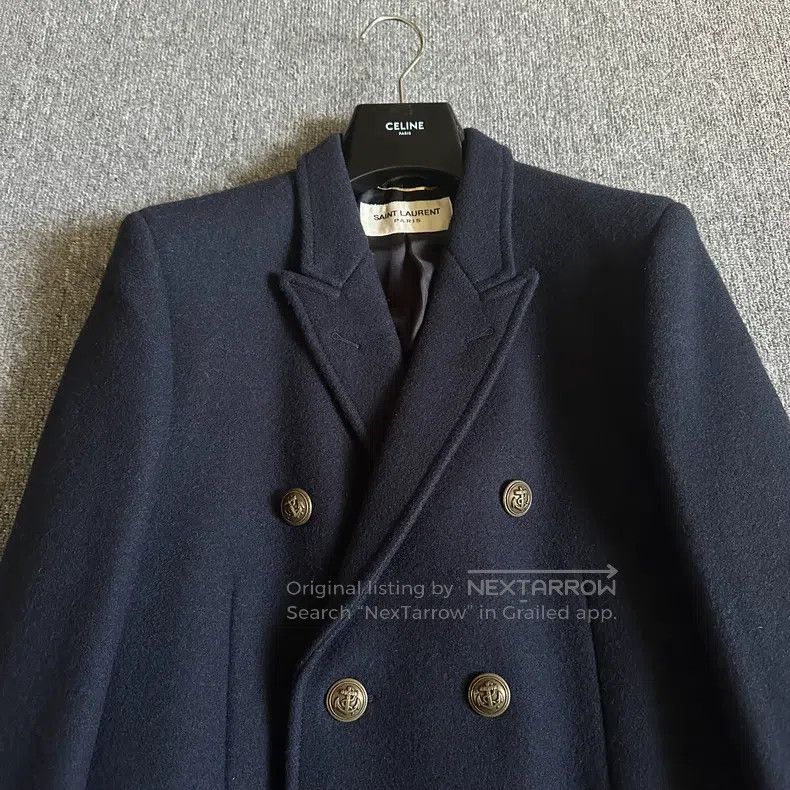 Saint Laurent Paris Saint Laurent Paris Navy Anchor Double Breasted Coat Jacke Size US L / EU 52-54 / 3 - 3 Thumbnail