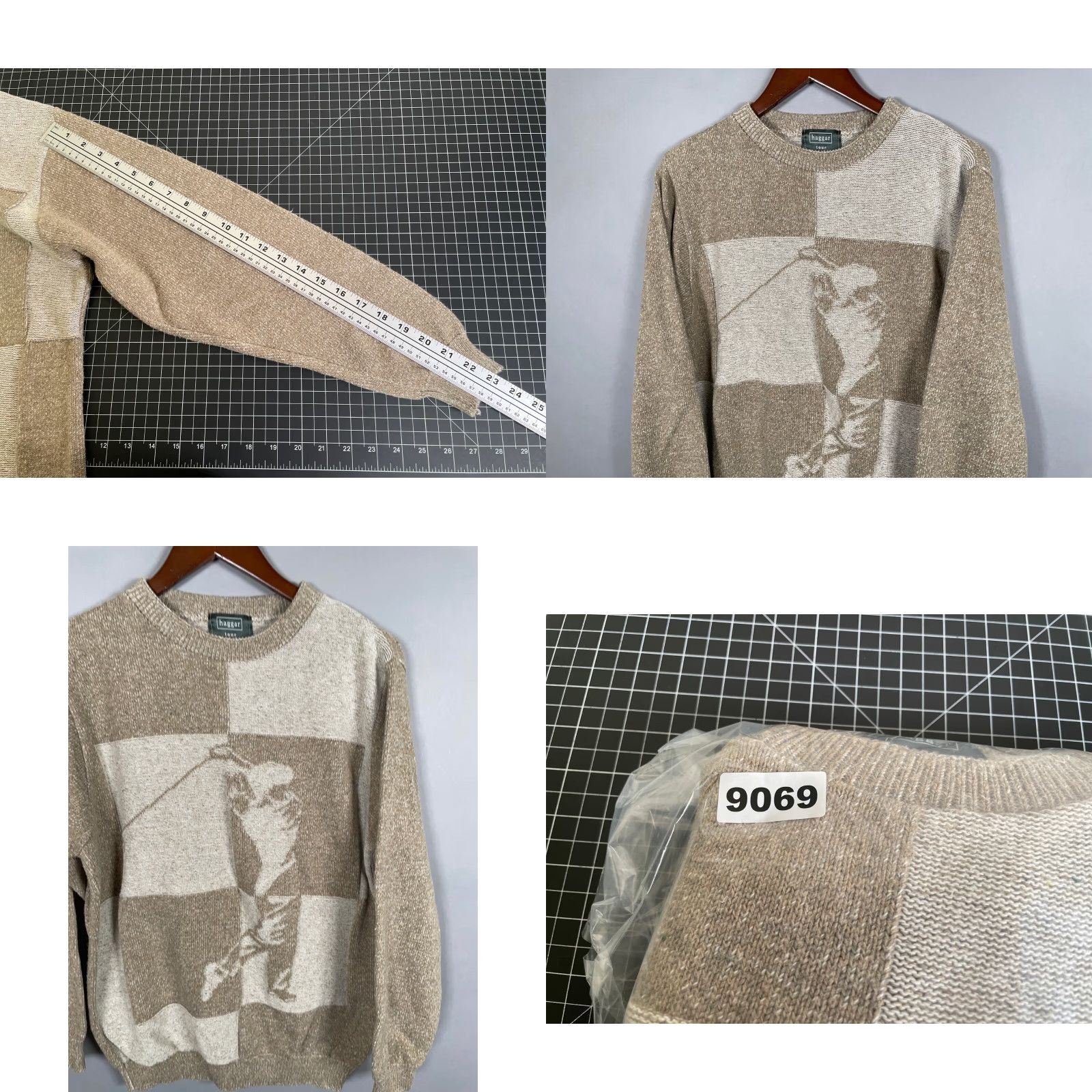 Haggar VINTAGE Haggar Tour Golf Sweater Adult Medium Beige Crewneck Geometric 90s Golf Preppy Mens Regular Pullover Sweater Size US M / EU 48-50 / 2 - 8 Thumbnail